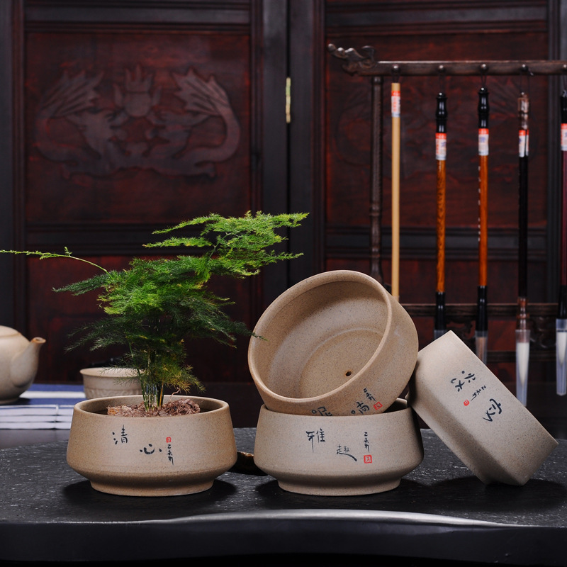 粗陶老岩泥多肉花盆创意有孔植物盆栽陶瓷花盆批发