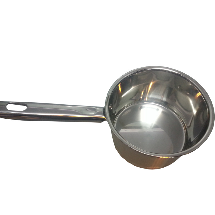 Factory direct sales of stainless steel milk pot, single-handle double-bottom non-magnetic milk pot, high-end household small cooking pot, steel handle gift pot detail image 3