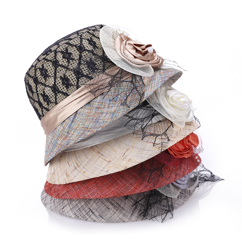 20200 primavera y verano nuevo color de lino encaje tophat moda sombrero superior sombrero para el sol hermosa madre cuenca sombrero moda sombrero