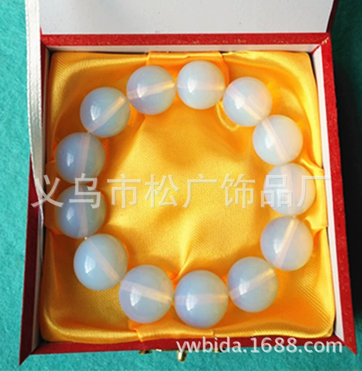 Agate organic cream white elastic bead bracelet