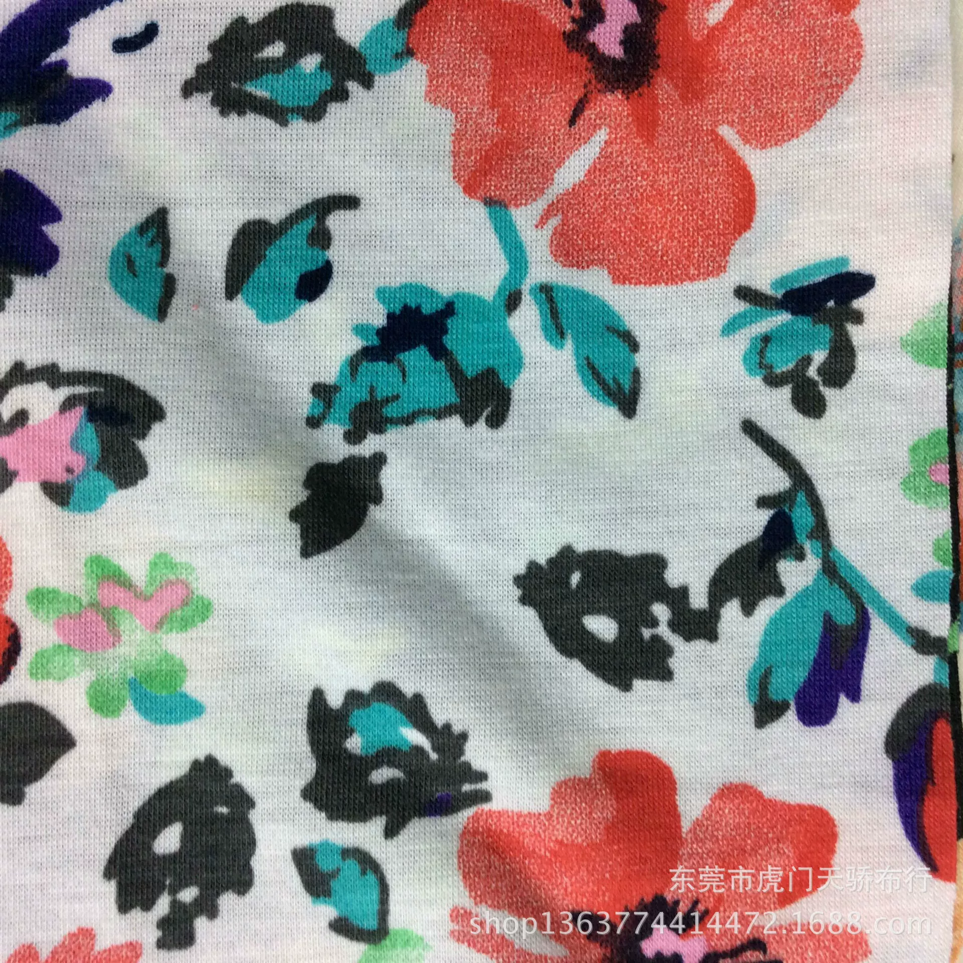 Spot supply knitting single jersey printing knitting imitation cotton pull frame printing small floral dress hair accessories