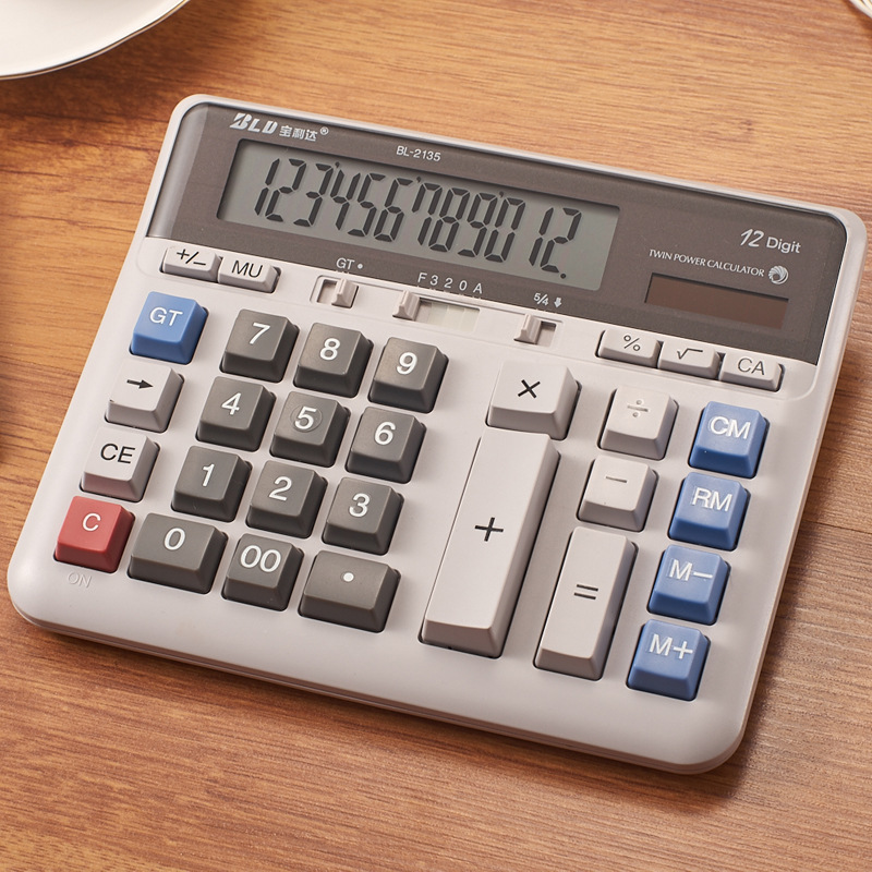 批发宝利达大按键太阳能计算器桌面12位计算机BL-2135定制办公|ms