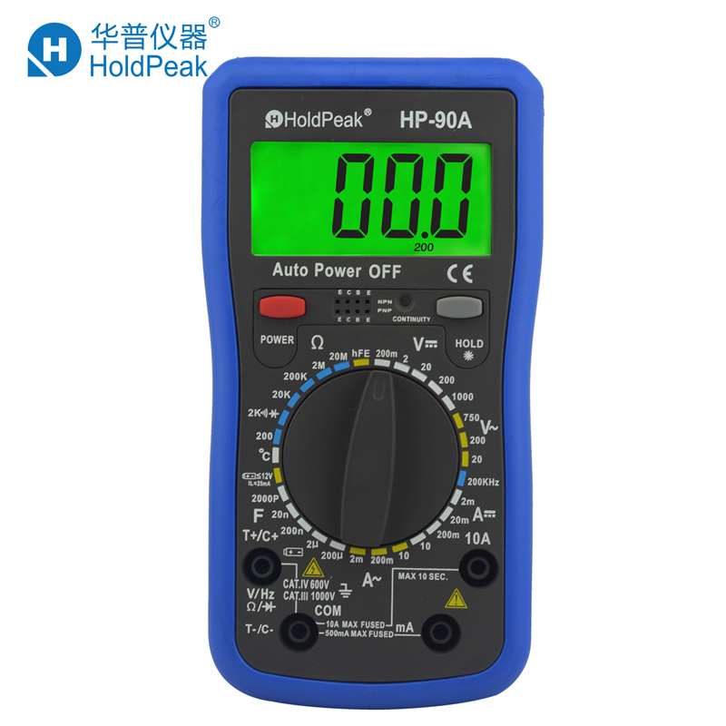 华普HP-90A数字万用表 (CAT IV) 高精度电子万能表 电容电感表