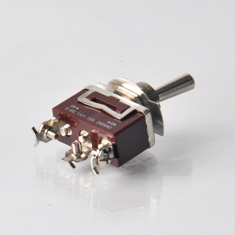 优质1121小型摇臂摇头ON-ON电源钮子开关3脚2档单刀双掷紫色全铜