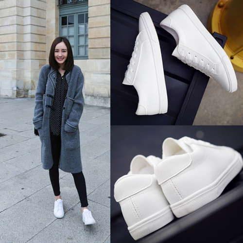 2021 new spring lace-up white shoes wome...
