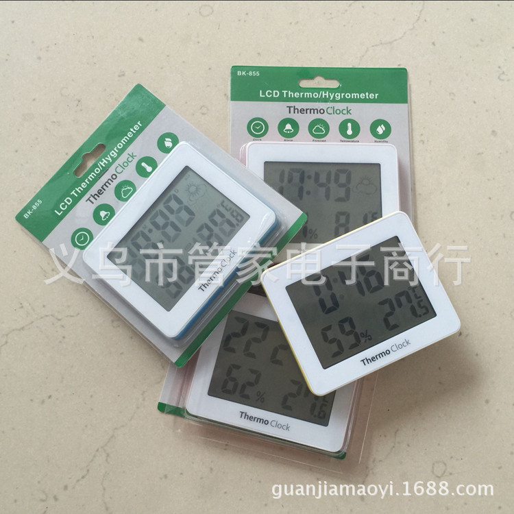 电子温湿度计 家用室内温度计 温湿度表 农历闹钟支架磁铁 BK855详情9