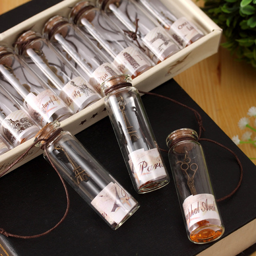 Retro Wishing Bottle World Scenery Lucky Bottle Glass Trumpet Cork Drift Bottle Creative Home Wholesale