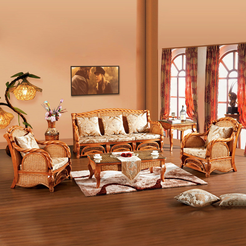 Lvxinxuan Living Room Furniture Leisure sofa Wicker chair tea table Five-piece Sofa 9006