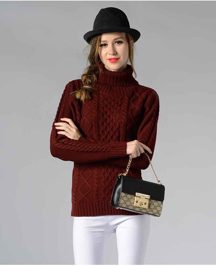 solid color long-sleeved turtleneck sweater NSYH22093