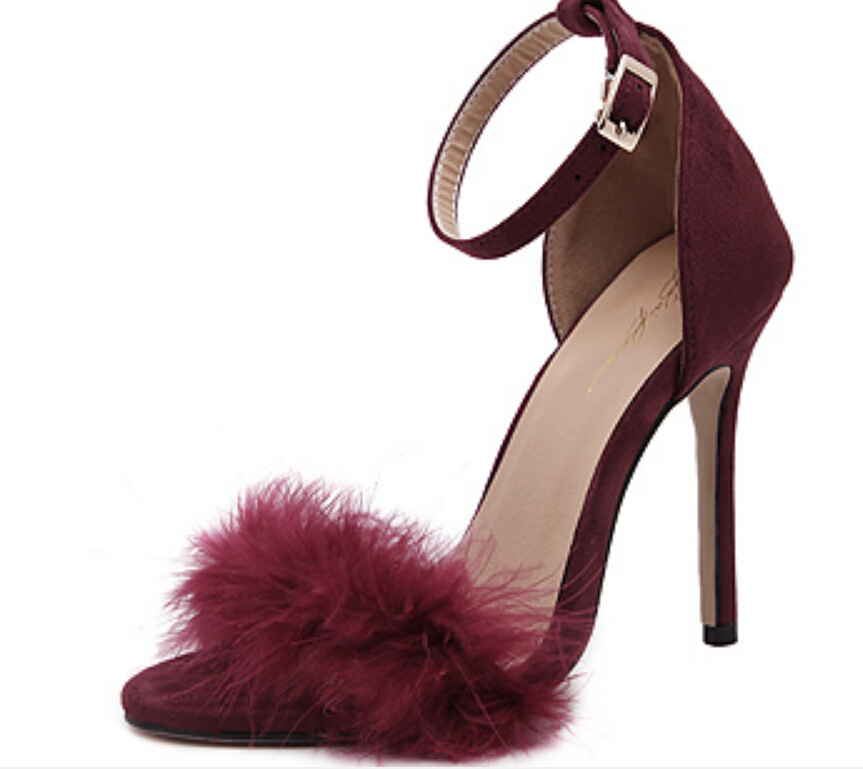 Feather Stiletto Sandals NSSO82276