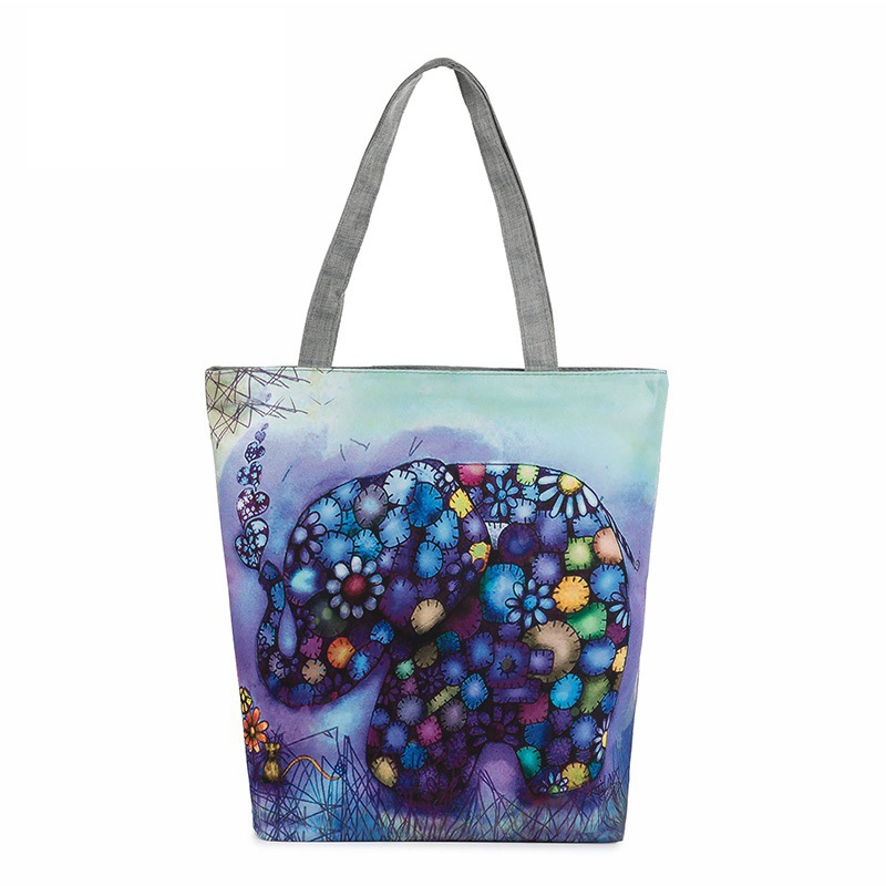 Cross border New products elephant Little Girl printing Female bag Tourist Attractions elephant lady One shoulder portable Cloth Foreign trade