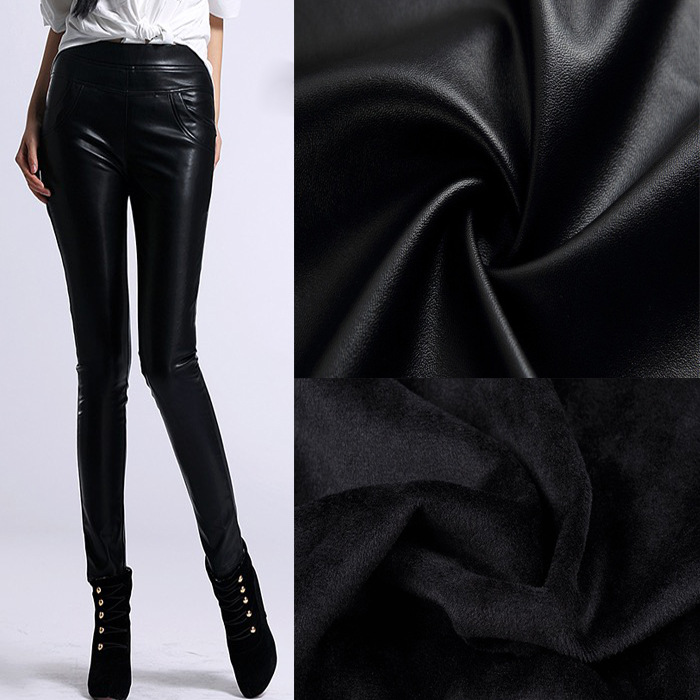 厂家皮衣打底裤手套复合超柔加绒pu皮革面料