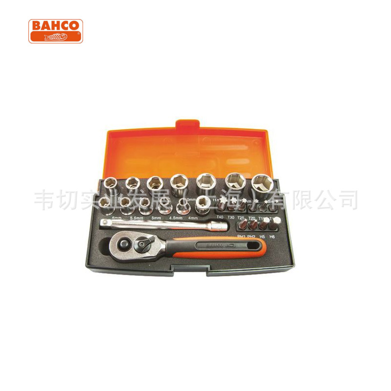 Bahco 25件套 1/4in 公制 棘轮套筒扳手套件 SL25