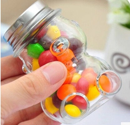 小熊玻璃糖果瓶带盖糖果罐 玻璃瓶子 储物罐 干果收纳瓶