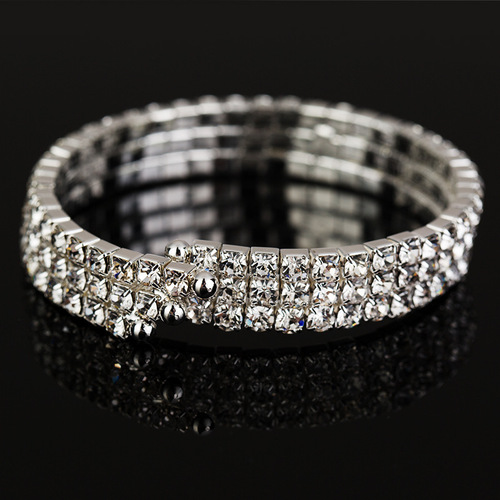 2pcs Women girls stage performance crystal rhinestones bracelets prom party evening dress bangles Fashion diamond bangles for lady