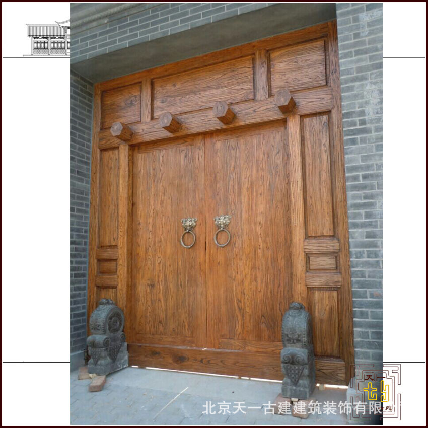 厂家加工定制免费设计四合院老榆木实木古建大门仿古广亮大门-阿里巴巴