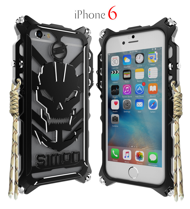 SIMON Mechanical Arm Skull Punk Premium Aluminum Metal Bumper Shockproof Case Cover for Apple iPhone 6S/6 & iPhone 6S Plus