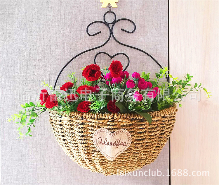 鐵藝草編壁掛花籃