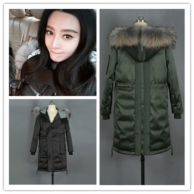 2018冬明星霍思燕范冰冰同款时光之眼外套羽绒服女中长款毛领加厚