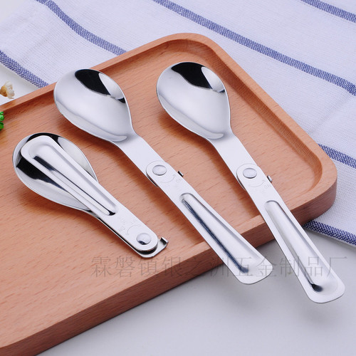 Creative 304 stainless steel foldable spoon utensil outdoor travel portable foldable spoon camping fork and spoon