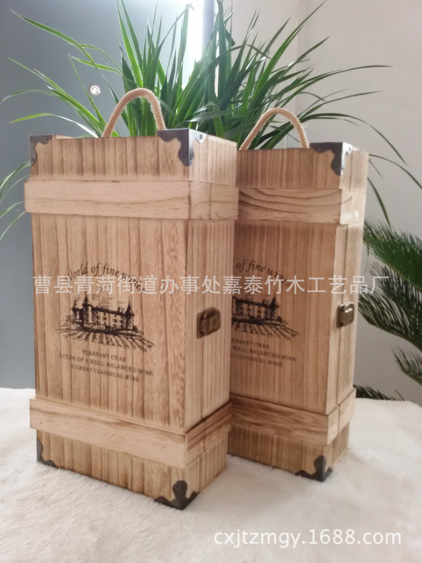 Caoxian red wine Wooden box Color red Wine wooden  Packing boxes Wine bottles Wooden case Customized Manufactor