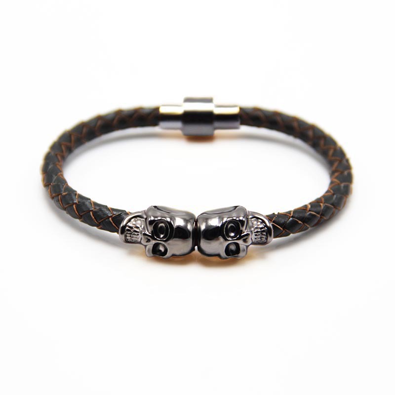 Punk Cool Style Skull Pu Leather Plating Halloween Men'S Bracelets Men Cord & Leather Bracelets display picture 1
