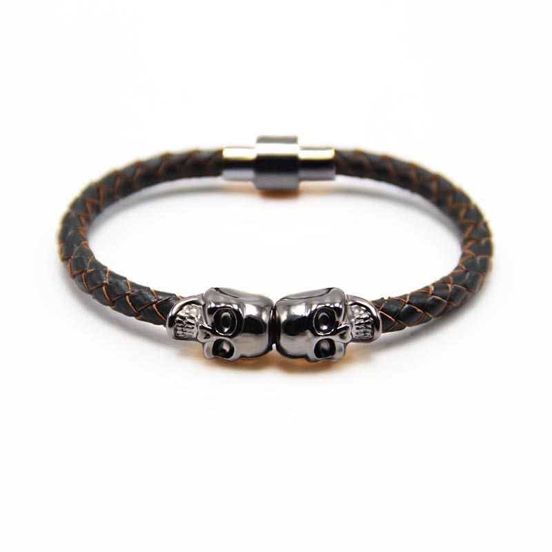 Punk Estilo De Moda Cráneo Cuero Sintético Enchapado Hombres Pulsera display picture 1