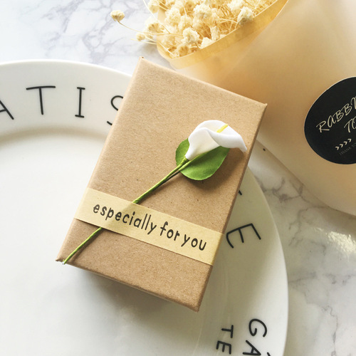 Brown kraft paper flower earring box necklace box jewelry box high-end creative and exquisite sunflower box dropshipping