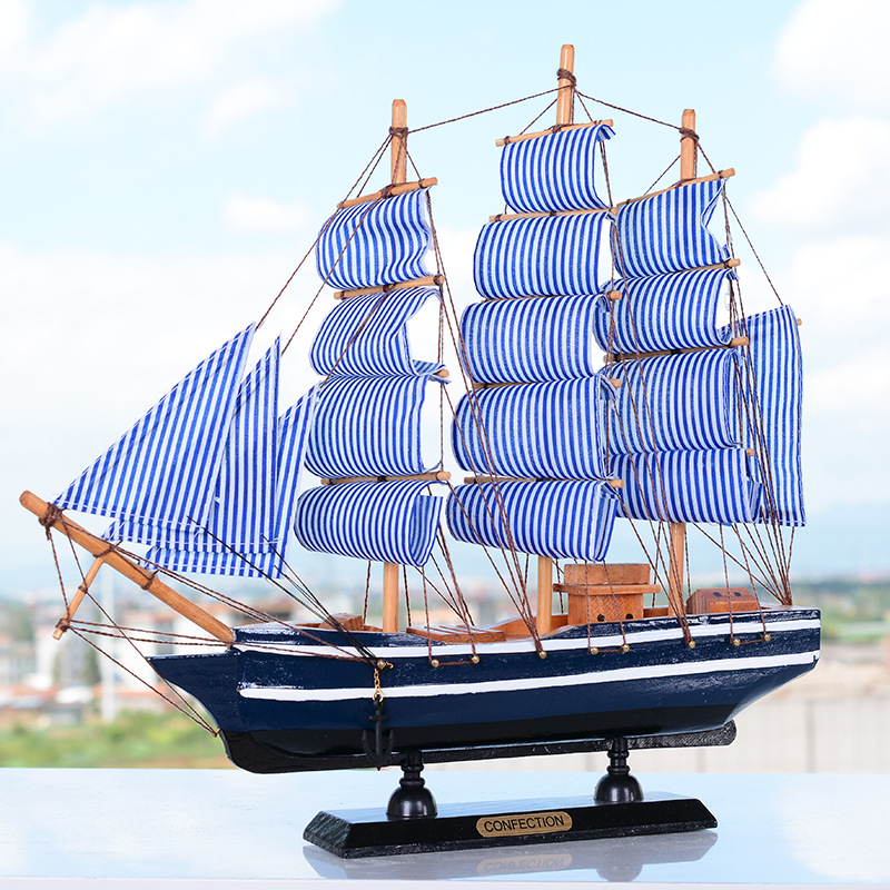 地中海木质帆船模型创意海盗船木质工艺装饰摆件批发学生礼物