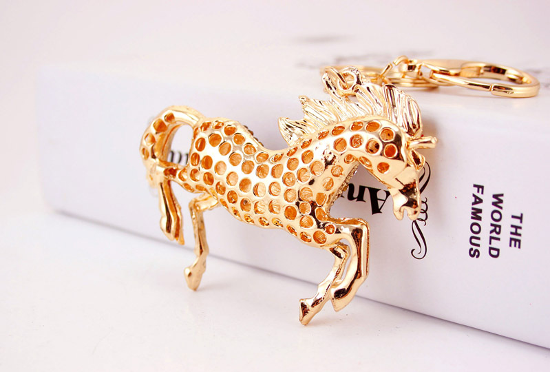 56g Weight Alloy, Metal Material Animal Pattern Unisex Gender Coffee, White Color Fashion Zodiac Horse Diamond Keychain 10