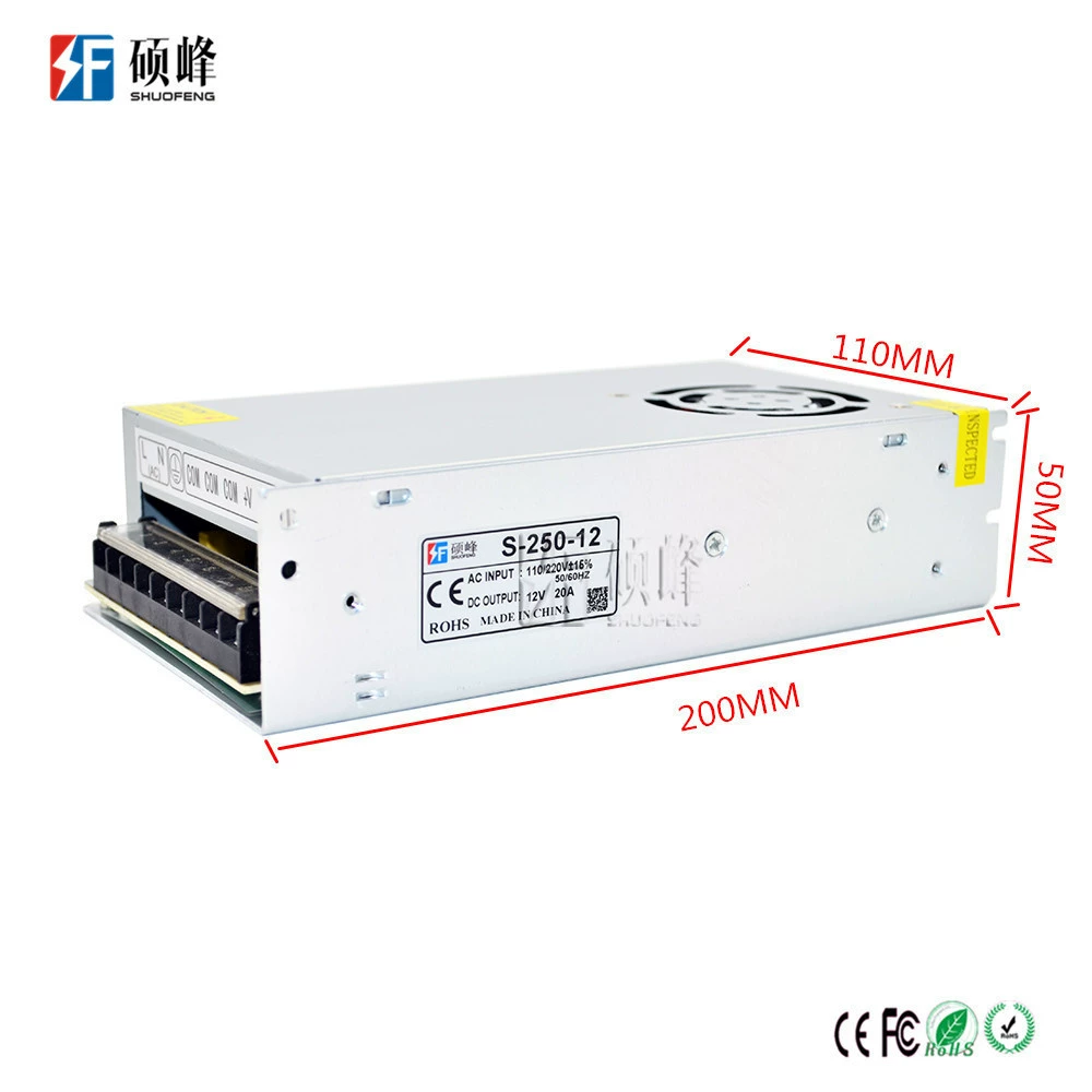 DC переключатель питания, блок питания, LED монитор, 12В, 250W, 12В