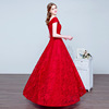 One word shoulder toast and bride wedding dress new red engagement party evening dress long dresses