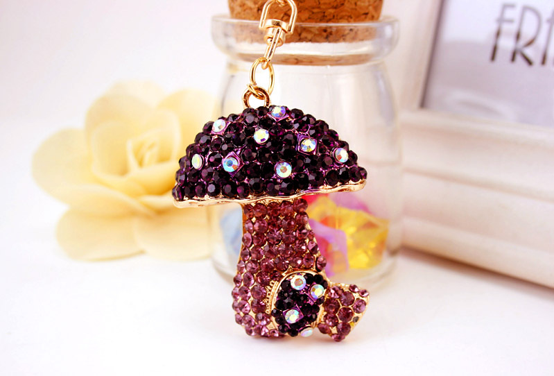 49g Weight Alloy, Metal Material Flower Pattern Unisex Gender Pink, Purple, Red, Green, Blue Color Mushroom Pendant Keychain 15