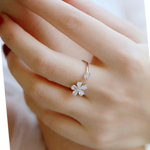 Серебряный аксессуар, кольцо, в цветочек, в корейском стиле, серебро 925 пробы