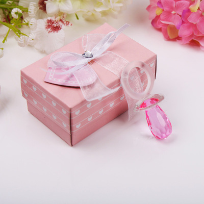 【厂家直销】宝宝满月生日礼品 水晶工艺品 粉色水晶奶嘴摆件礼物|ms