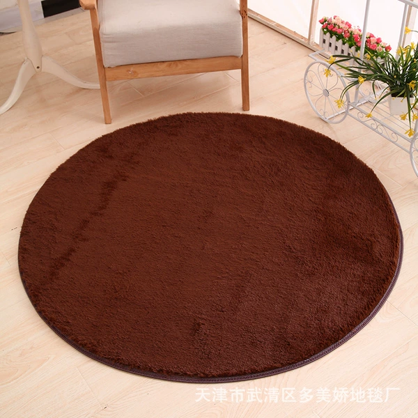 Silk -haired round carpet brown 3 cm