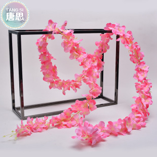 Hydrangea artificial flower Violet hanging orchid wall hanging flower wisteria flower string silk flower fake flower rattan wedding decorative flower