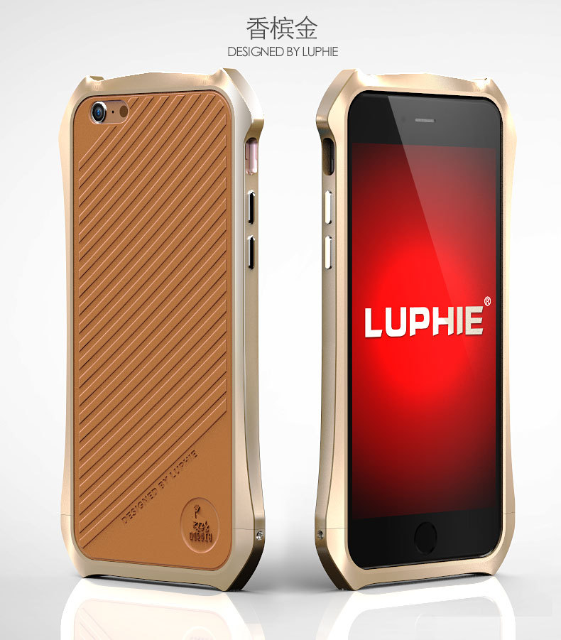 Luphie Batman Aluminum Metal Bumper Leather Back Cover Case for Apple iPhone 6S Plus/6 Plus & iPhone 6S/6