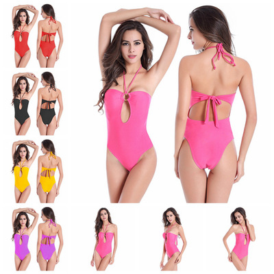 2019 new pattern Drain back Solid Conjoined Ladies Swimming suit Europe station Add fertilizer enlarge Piece swimsuit L-XXXL