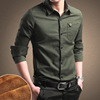 winter leisure time man Plush thickening Long sleeve shirt DP Solid shirt Korean Edition formal wear Military style