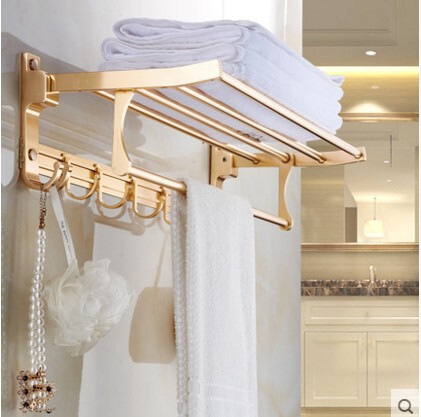 European gold towel rack bath towel rack bathroom space aluminum bathroom pendant double-layer bathroom set toilet cup