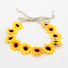 Straw hat rope long pointed corner sun flower ring small chrysanthemum hair belt woven small daisy hair strap