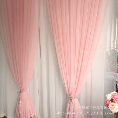 产地直销现货粉色亚麻多丽纱店铺橱窗家庭阳台透光窗纱帘|ms