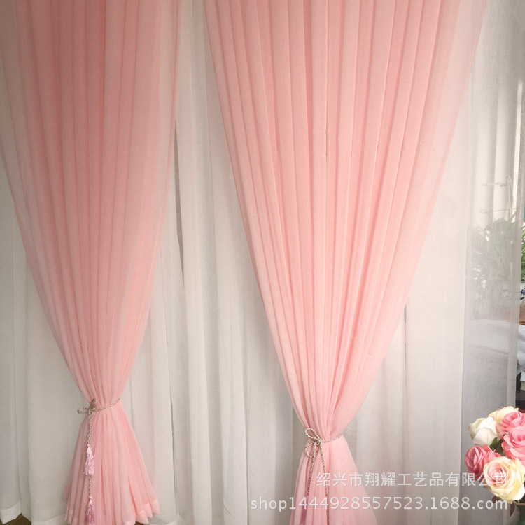 产地直销现货粉色亚麻多丽纱店铺橱窗家庭阳台透光窗纱帘|ms