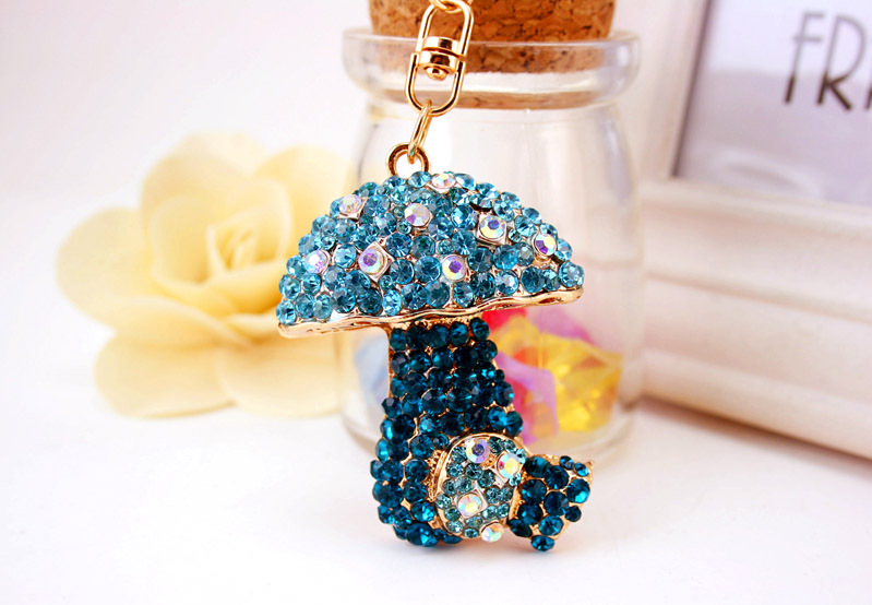 49g Weight Alloy, Metal Material Flower Pattern Unisex Gender Pink, Purple, Red, Green, Blue Color Mushroom Pendant Keychain 14