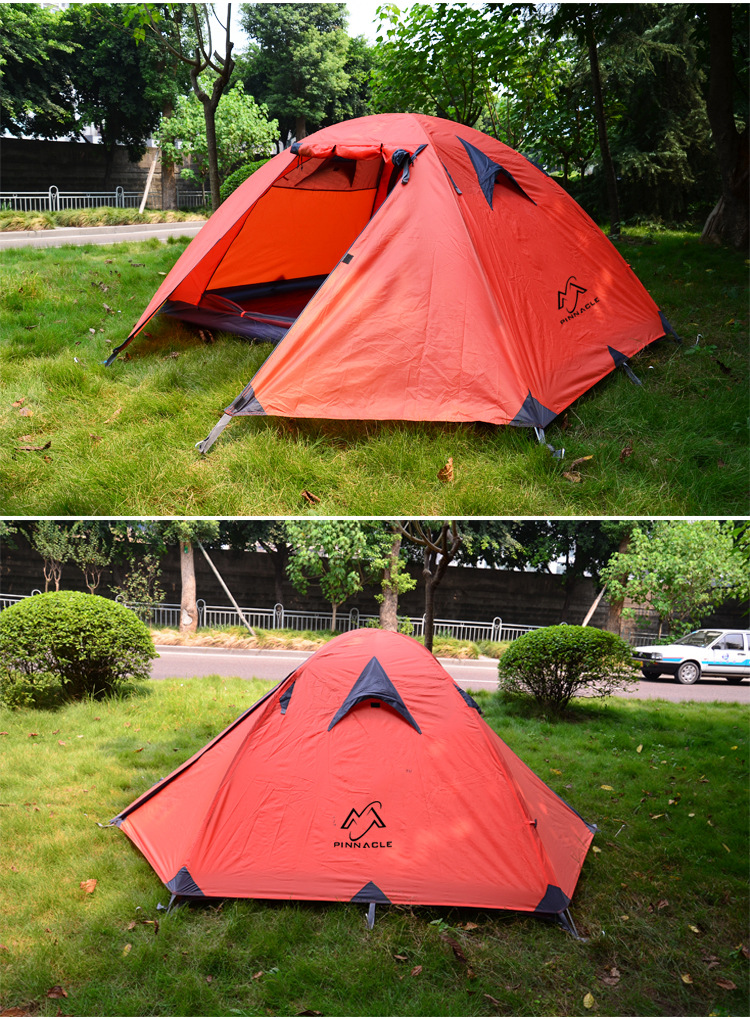 Factory wholesale double camping outdoor supplies 2-3 people camping rainstorm aluminum pole tent rainproof 5000mm