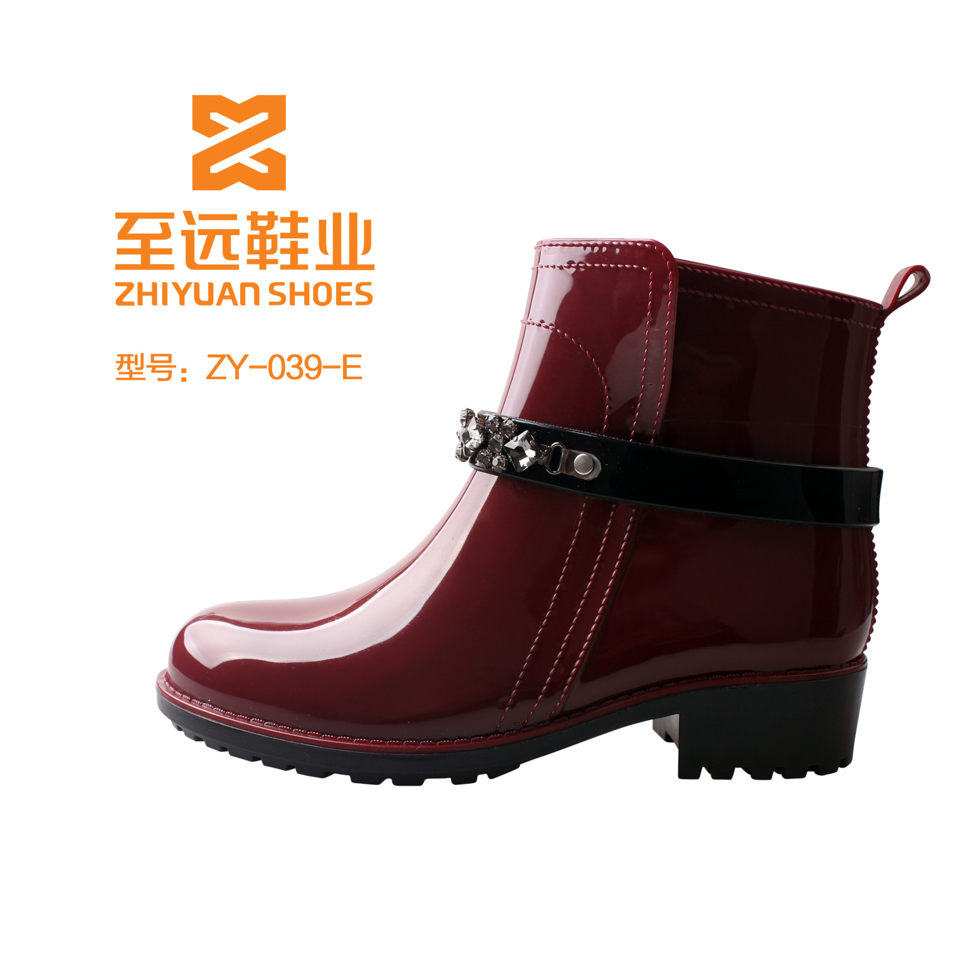 亚马逊新款雨鞋女式带钻女水靴欧美水鞋时尚简约马丁靴厂家直销 阿里巴巴