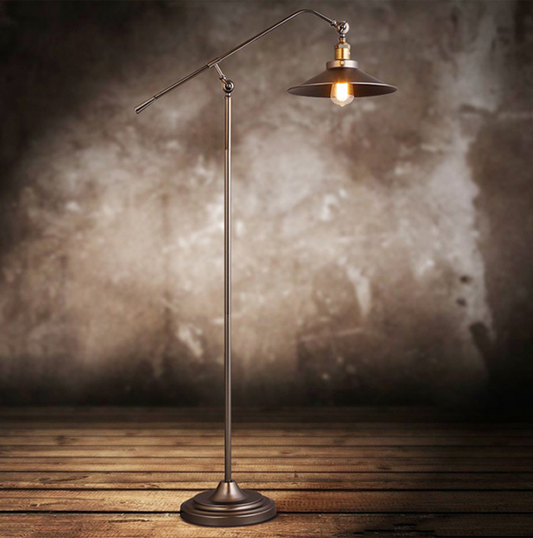 loft Industrial Style American Iron Nostalgic Warehouse Study Living Room Bedroom Bedside Creative Long Arm Fishing Floor Lamp