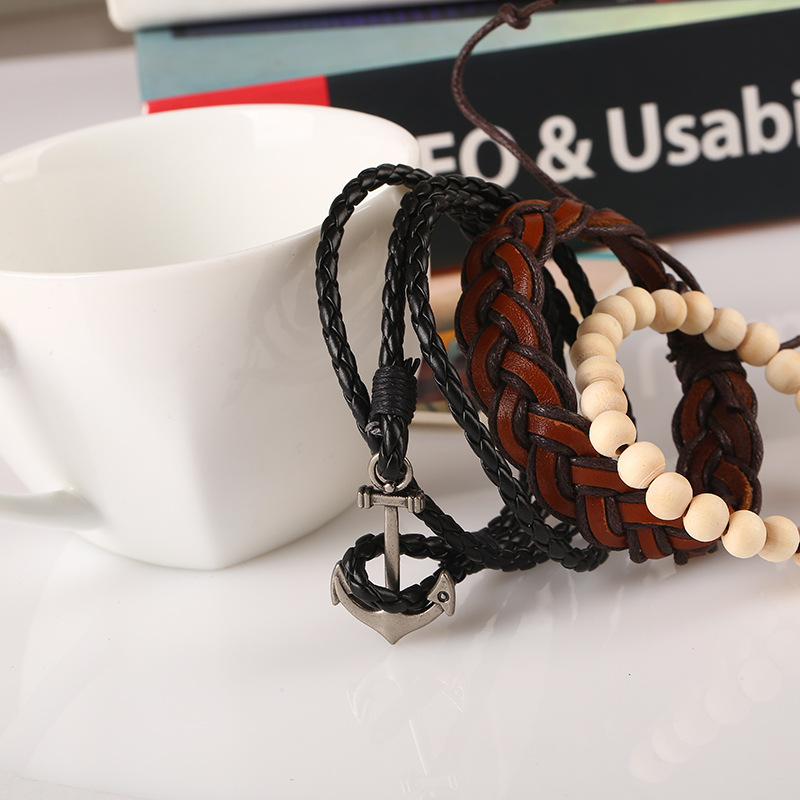 Bracelet Alloy Leather Bracelet Leather Bracelet Multi-layer Suit Navigation display picture 3