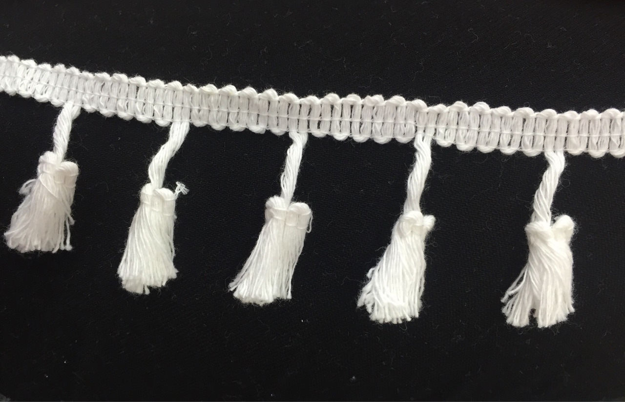 漂白色棉纱扫把吊须花边 夏季沙滩风服装辅料 沙发四件套辅料